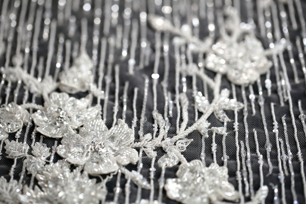 3D encrusted flowers for a bridal gown by Ricamour in Mumbai India
