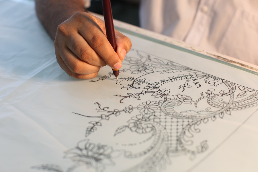 Hand embroidery artwork for Haute Couture by Ricamour Embroideries