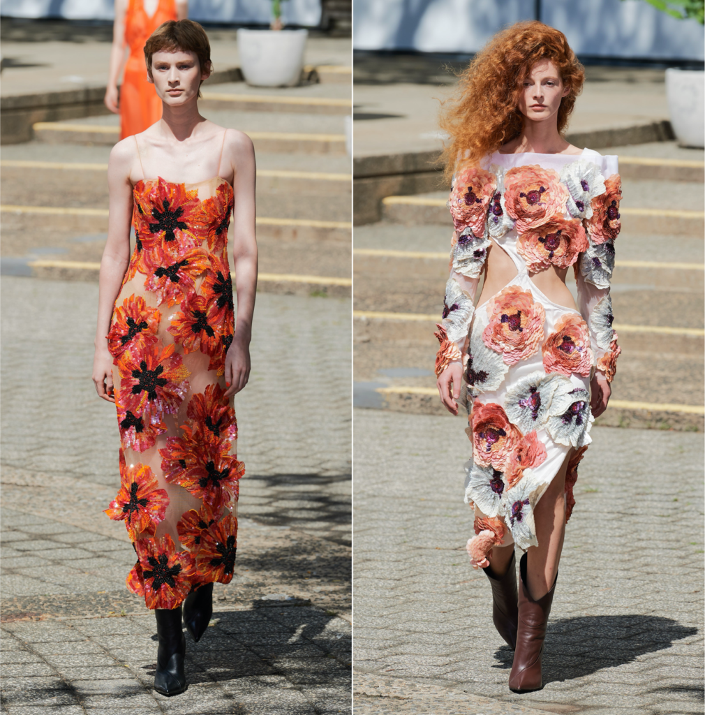 Rodarte's collection with 3D flowers and glitz. 