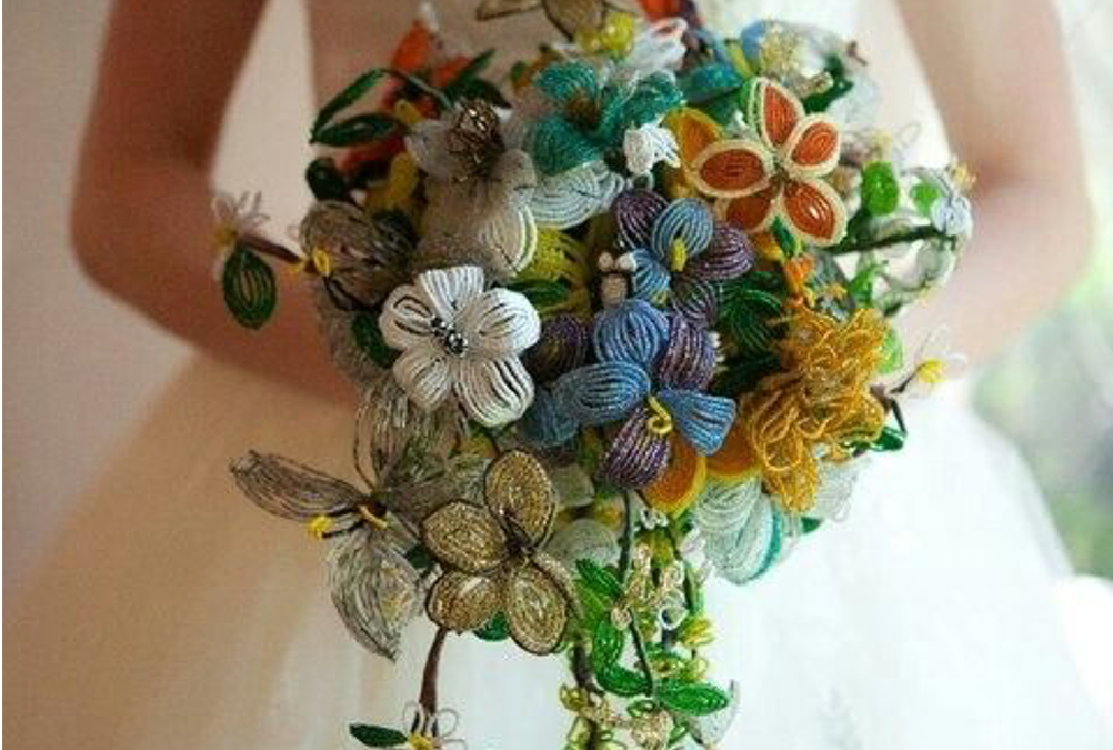 Hand beaded bridal bouquet