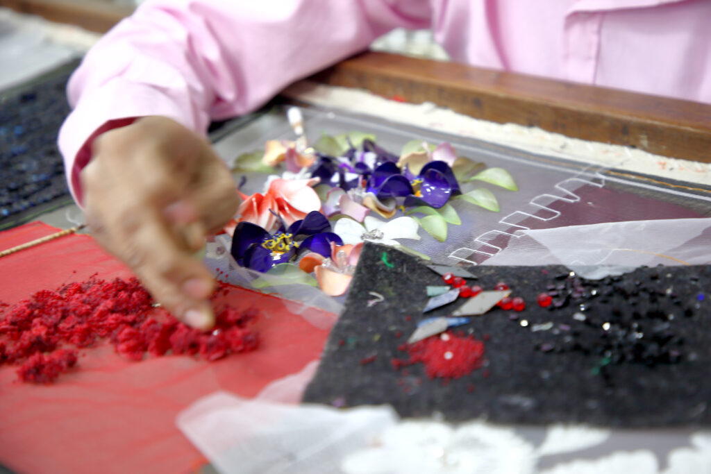 Custom hand embroidery for couture and bridal wear