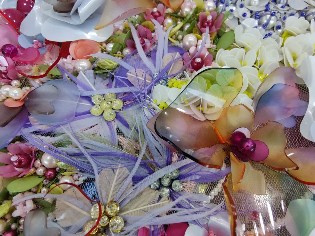 Floral hand-beaded design for couture gown
