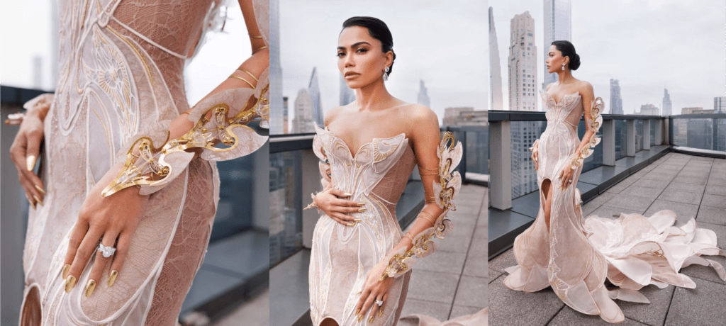 MET gala hand beaded couture gown