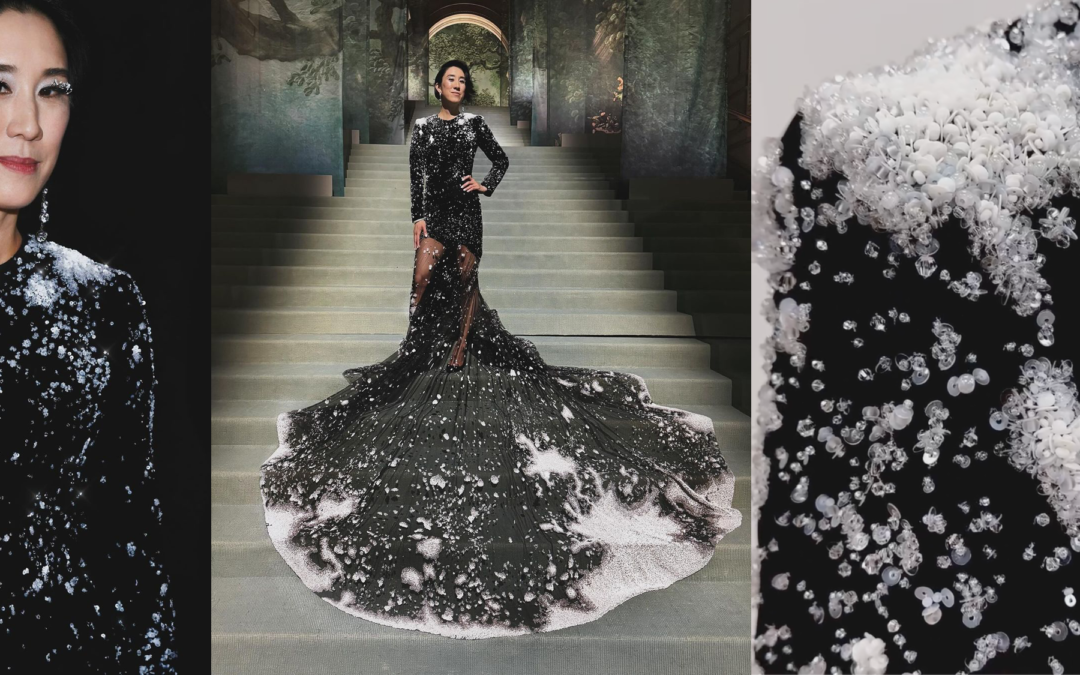 MET gala hand embroidered couture gown