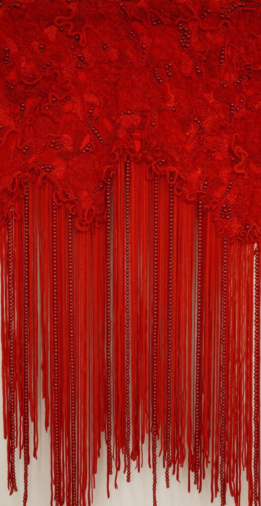 The martian veil- a hand-embroidered art installation created by Ricamour Embroideries
