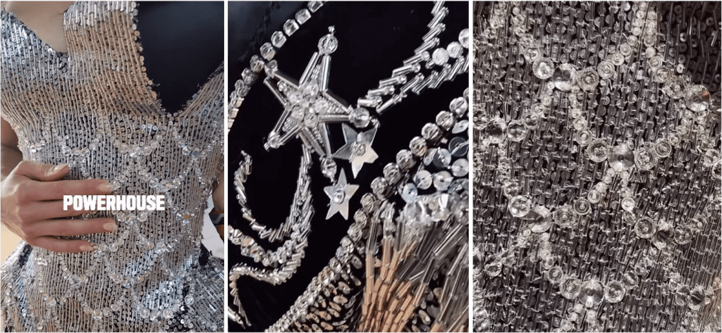 Hand-embroidery by Ricamour Embroideries for recreating the inconic Moin Rouge costume