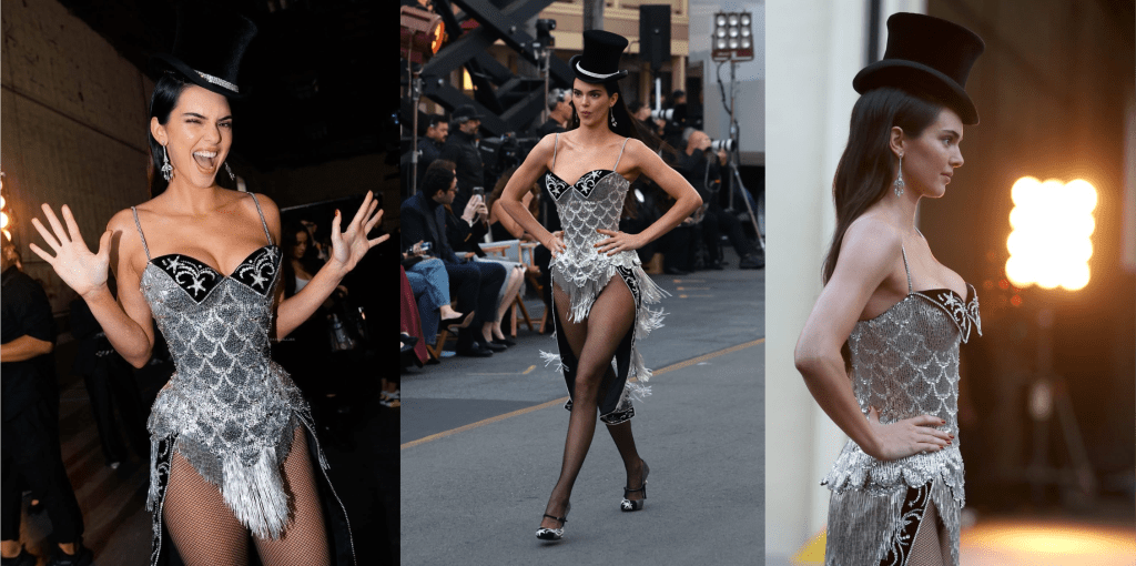 Hand-embroidery by Ricamour Embroideries for recreating the inconic Moin Rouge costume worn by kendall Jenner